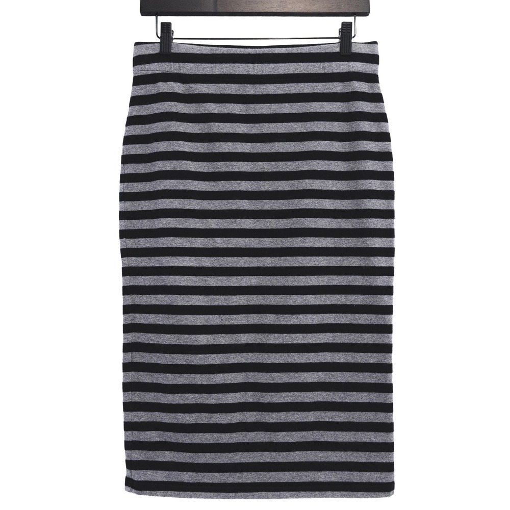 Route 66 Pencil Skirt Womens M Black Gray Striped Cotton Blend Casual Preppy